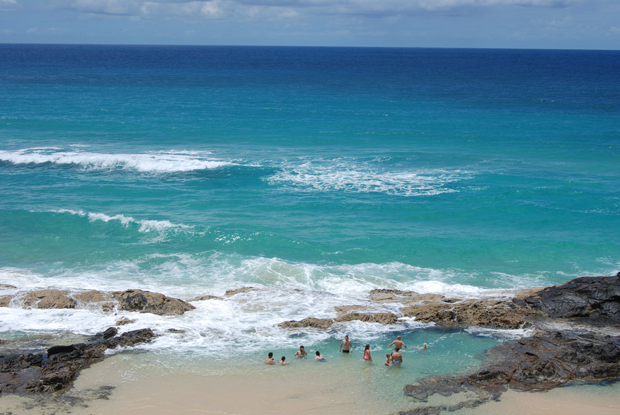 Swimmers in Champagne Pools Fraser Island