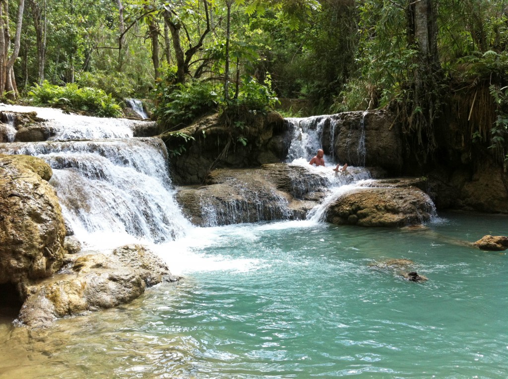 swimming in Kuang Si